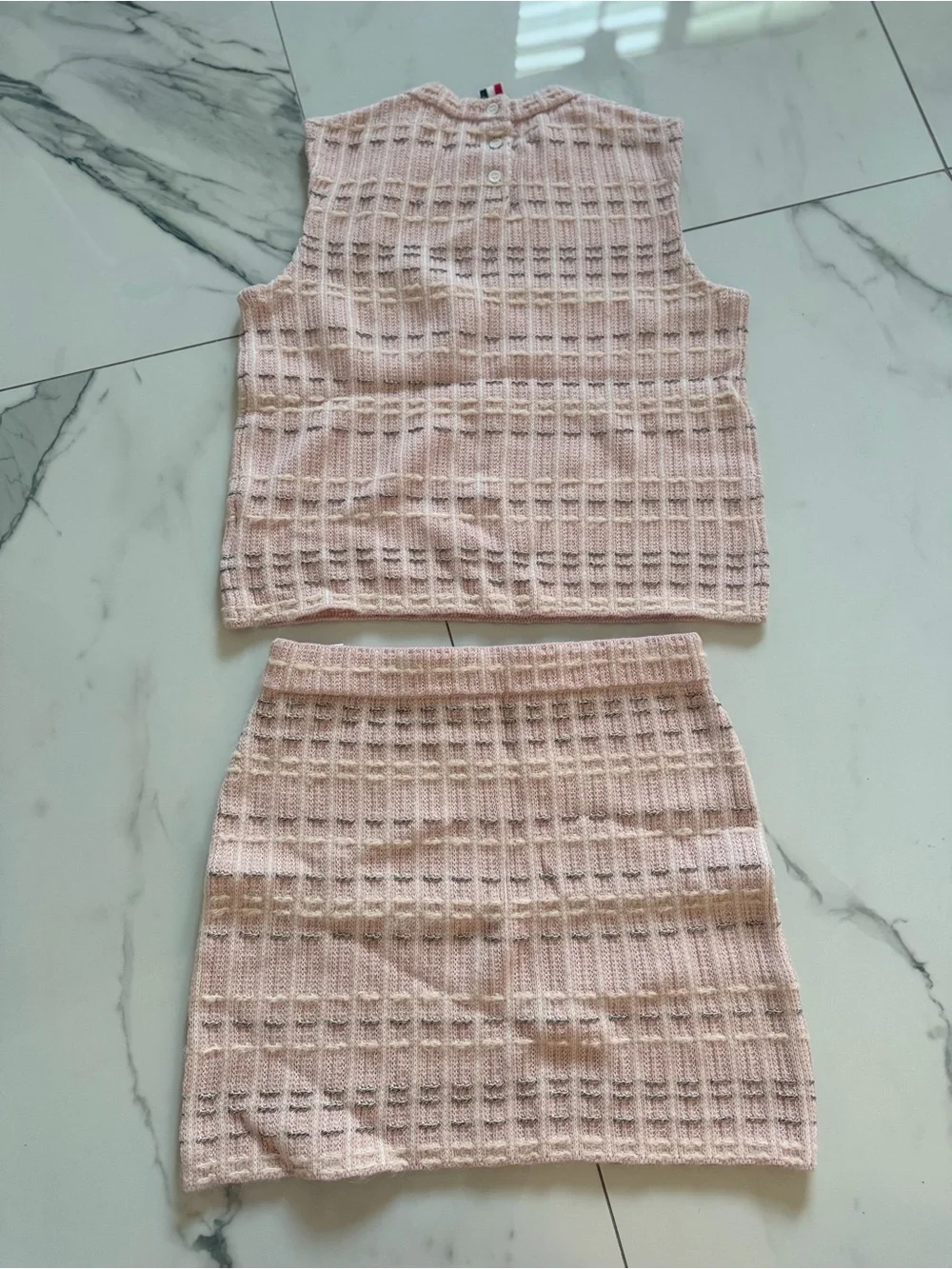 Women's Pink Knit Two-Piece skirt Set